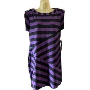 Nine West NWT Purple & Gray Striped Knit Dress Woman Size 10 Shift Diagonal